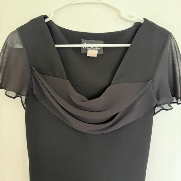 SL Fashions Black Dress with Purple Floral Accents - Picture 2 of 5